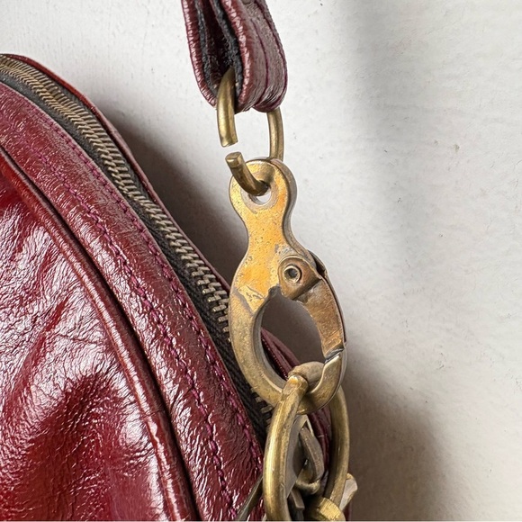 ETIENNE AIGNER Vintage Oxblood Studded Patent Leather Big Logo Bag Purse *Flaws* - Picture 9 of 16